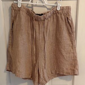 Tahari linen drawstring Brown Women's Shorts xl like new